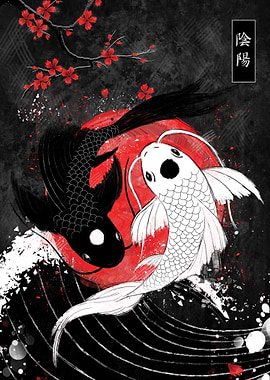 Koi Fish Yin Yang Dark