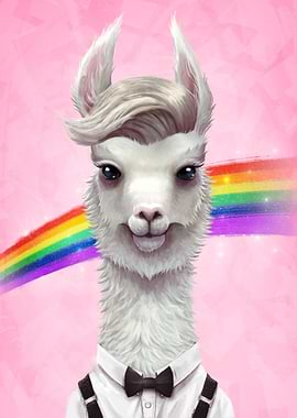 Llama with rainbow