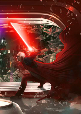 Mace Windu vs. Palpatine diptych (right)