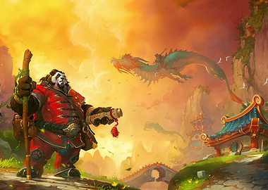 Pandaren Journey Under Golden Skies
