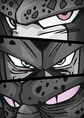 DBZ Eyes Cell Forms BW
